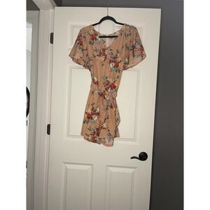 Fsl Apparel V Neck Wrap Floral Romper Flutter Sleeve Large  Nwt